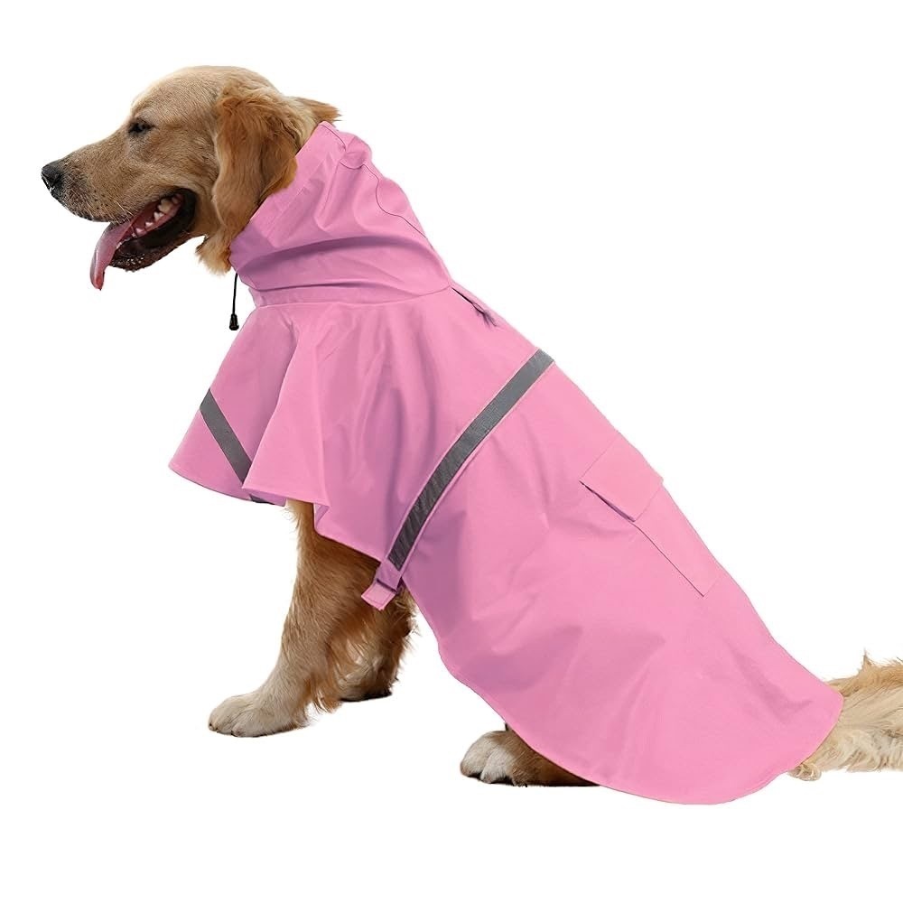 Dog Rain Pink Poncho Sz L